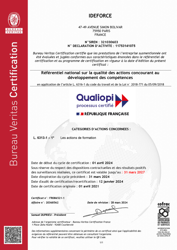 CERTIFICAT QUALIOPI